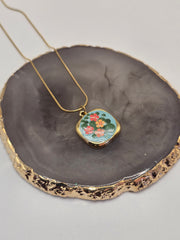 Green Enamel Pendant Necklace